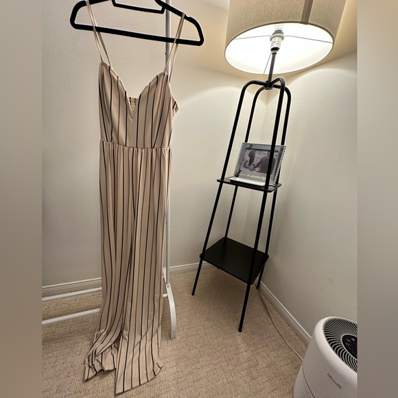 SOLD: Cream Striped Jumpsuit - Picture 1 of 4